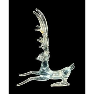 Vtg Reindeer Antlers Deer Blown Glass Christmas Decoration Figurine 6” x 5” CB